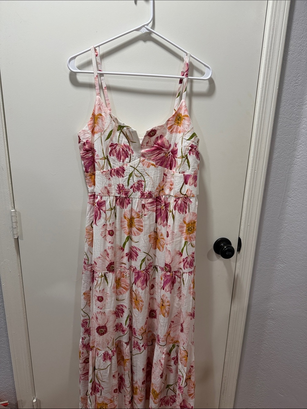 june & hudson White Floral Maxi Dress with Pink and Yellow Flowers
